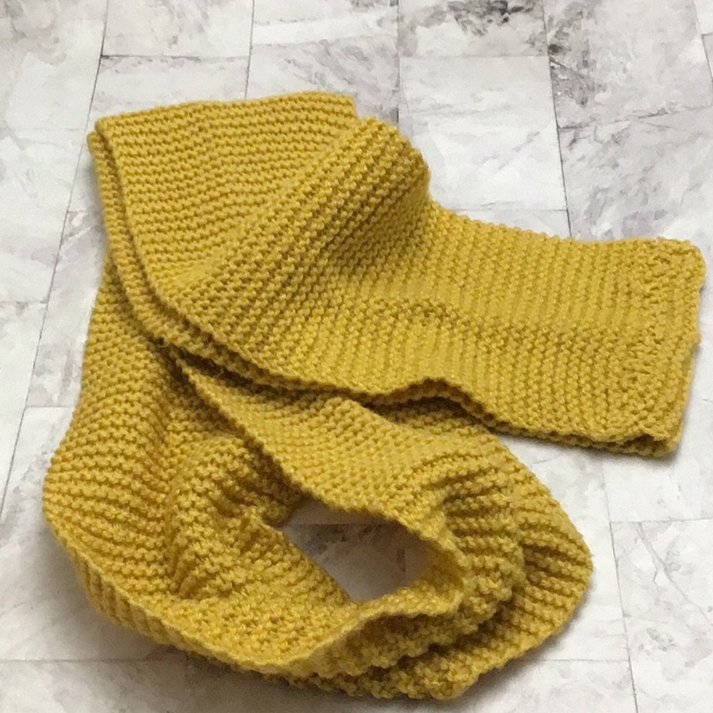 Knitted mustard yellow infinity scarf, Trendy Fall Color’s.